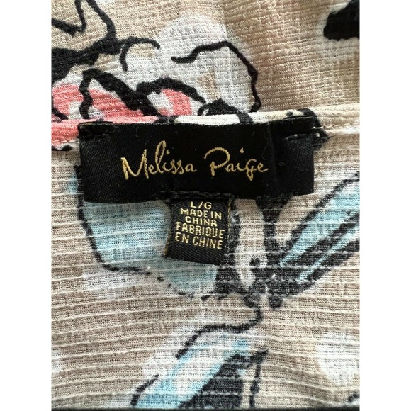 MELISSA PAIGE Floral & Polka Dot Ruffled Tiered Top Tan/Pink Women's Size L - Picture 5 of 6